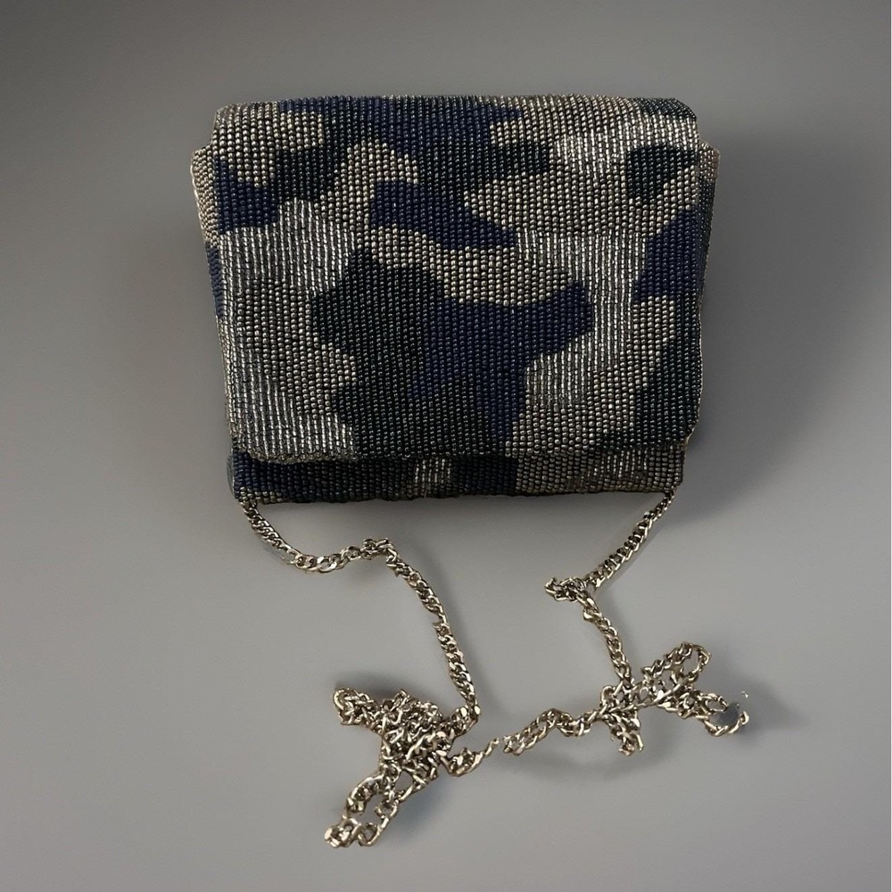 Tiana New York Handbeaded Crossbody/Clutch Navy Camo Vintage Y2k Chain Strap